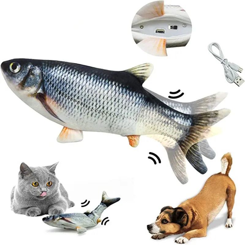Electric Floppy Fish Dog Toy - Jouets pour chats, poisson, chargeur USB,